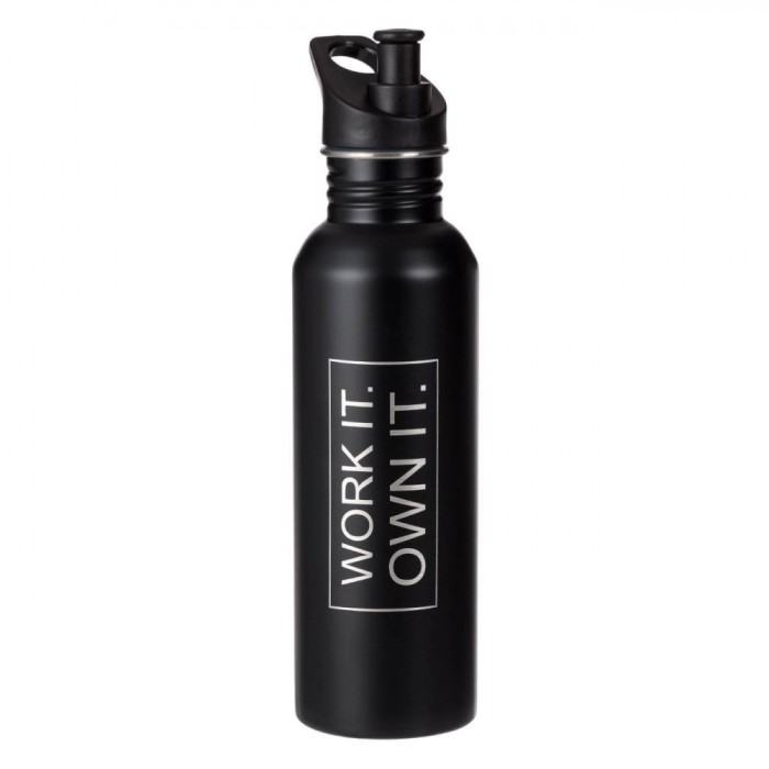 Sticla Apa Otel Inoxidabil Neagra 800ml cu Gura de Curgere &quot;WORK IT. OWN IT.&quot;