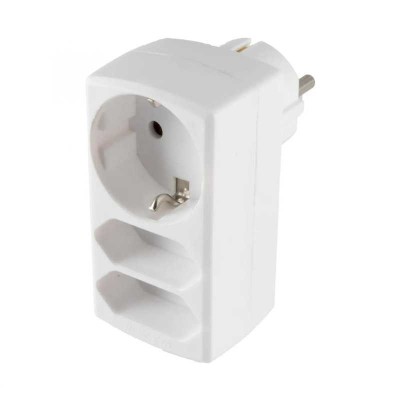 Triplu stecher distribuitor 2x Euro 1x Schuko 16A 3680W Home NV 131/WH foto