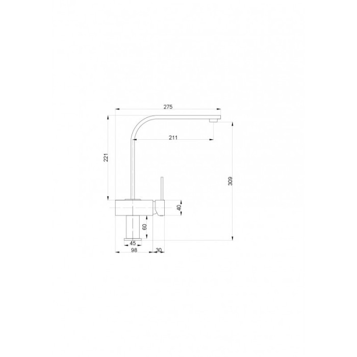Baterie bucatarie Hydroland Caro, tip L, monocomanda, cromat