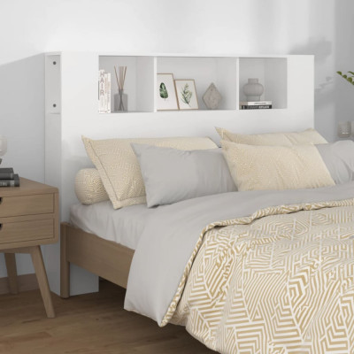 Tăblie de pat cu dulap, alb, 140x18,5x104,5 cm foto
