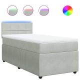 Cumpara ieftin Pat continental cu saltea, gri deschis, 80x200 cm, catifea