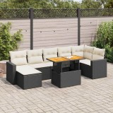Cumpara ieftin Gossi set mobilier de gradina cu perne, 8 piese, negru, poliratan