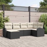Cumpara ieftin Set de canapele pentru grădină cu pernă 6 pcs Negru Rattan poli