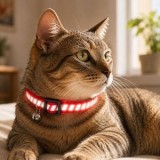 Zgardă reflectorizantă cu clopoțel pentru pisici, reglabilă, 30 cm, roșie, CMCLASS