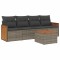 Set canapea de gradina cu perne, 5 piese, gri, poliratan