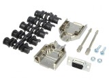 Conector D-Sub 9 PIN Mufă Mamă pentru Lipire pe Cablu - Kit Complet Negru