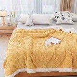 Cumpara ieftin Patura cocolino 200x230cm,tip tricotaj cu blanita,galbena-F039
