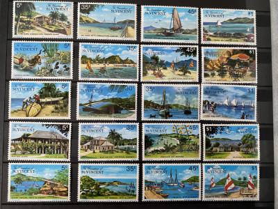 PC341 - Grenadines of St. Vincent 1975-1977, Peisaje Insule, 5 serii MNH x 4v foto