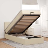 Cumpara ieftin Pat otoman cu saltea crem 100x200 cm stofa