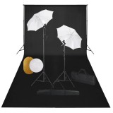 Set studio foto cu lampi, umbrele, fundal si reflector