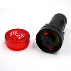 Semnalizator acustic, led rosu, AD16-22SM 24V 22mm