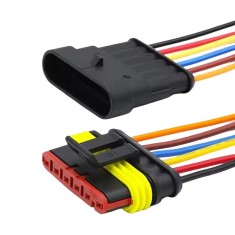 Set conector auto ermetic 6 pini, superseal, mufa tata-mama cu fire pentru instalatii electrice auto (OKN428-11-6)