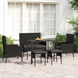 vidaXL Set mobilier de grădină cu perne, 6 piese, negru, poliratan