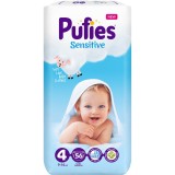 Scutece Pufies Sensitive, 4 Maxi, Maxi Pack, 9-14 kg, 56 buc