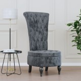 Fotoliu Gri Inchis Catifea, Spatar Inalt, Design Modern cu Nasturi, 56x72.5x108 cm, vidaXL