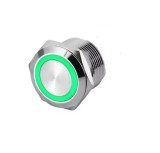 Intrerupator buton LED verde SW1 OFF-(ON) fara retinere metal 12mm 12-24V