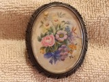 LIMOGES BROSA BUCHET de FLORI pictata manual pe PORTELAN impecabila UNICA manopera EXCEPTIONALA splendida FRANTA aprox 1920