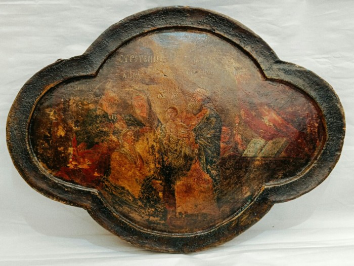 Icoana antica rusa, Stretenia, 15-17th, 43,5x31,8cm, extrem de rara, doc.