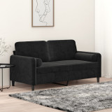 Canapea cu 2 locuri cu pernute, negru, 140 cm, catifea GartenMobel Dekor, vidaXL