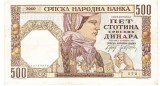 Serbia 500 Dinari 1941, P-27, Seria 10733272 - Bancnota Veche