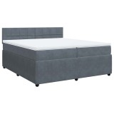 Cumpara ieftin Pat box spring cu saltea, gri inchis, 200x200 cm, catifea