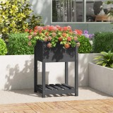 Cumpara ieftin Jardinieră cu raft, gri, 54x54x81 cm, lemn masiv de pin