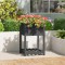 Gossi jardiniera cu raft, gri, 54x54x81 cm, lemn masiv de pin