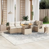 VidaXL Set canapele de grădină, 7 piese, cu perne, bej, poliratan