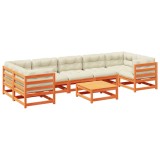 Cumpara ieftin Set canapele gradina cu perne, 8 piese, maro, lemn masiv de pin
