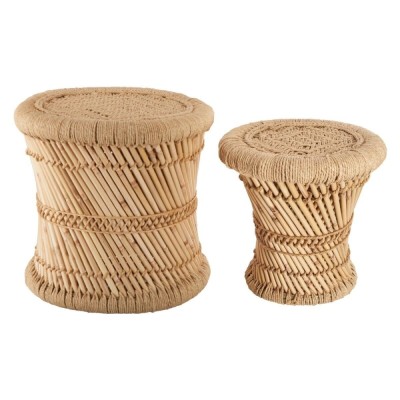 Set 2 masute cafea Atmosphera Corde din bambus, 30 cm si 37cm, bej foto