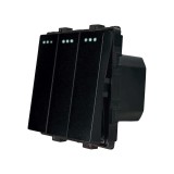 Cumpara ieftin Intrerupator triplu mecanic Luxion, negru, compatibil cu rame din sticla