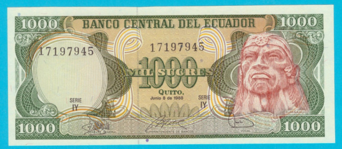 Ecuador 1.000 Sucres 1988 &quot;Ruminahui&quot; UNC seria 17197945