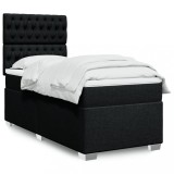 VidaXL Pat box spring cu saltea, negru, 90x200 cm, textil