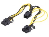 Cablu de Alimentare PCIe 6pin la 2x 8pin 0.15m