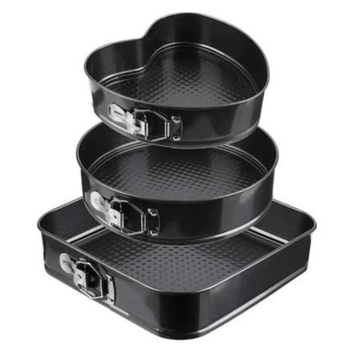 Set 3 forme pentru copt prajituri cu fund detasabil, 24/26/28 cm