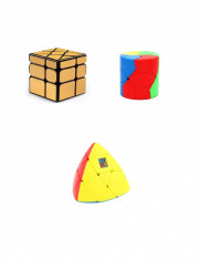 Set 3 MoYu Cuburi Rubik- Wind Mirror Auriu, Barrel Redi, Mastermorphix foto