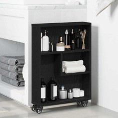 vidaXL Troler &Icirc;ngust Stejar negru 48 x 13 x 68 cm Lemn compozit