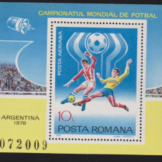 ROMANIA 1978 CM de fotbal ARGENTINA- Colita dantelata MNH** LP.955