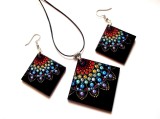 Set bijuterii lemn cu mandala 43404, Set bijuterii handmade