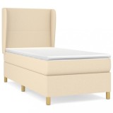 Cumpara ieftin Pat box spring cu saltea, crem, 90x200 cm, textil