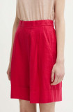 United Colors of Benetton pantaloni scurti din in culoarea roz, neted, high waist