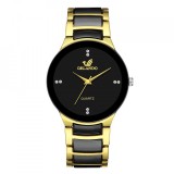 Ceas Barbatesc Orlando Business Negru, Curea Aurie Otel Inoxidabil, Mecanism Quartz, Elegant, Cadran Negru, Diametru 38mm