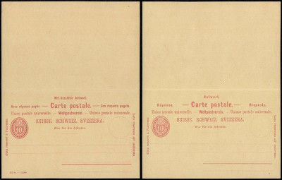 Switzerland - Postal History Rare Old Postal stationery + Reply UNUSED DB.120 foto