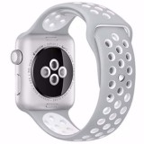 Cumpara ieftin Curea iUni compatibila cu Apple Watch 1/2/3/4/5/6/7, 42mm, Silicon Sport, Argintiu/Alb