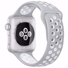 Curea iUni compatibila cu Apple Watch Ultra/SE/8/7/6/5/4/3/2/1, 38mm, Silicon Sport, Argintiu/Alb