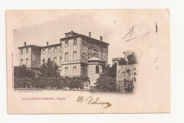 FV2 -Carte Postala - FRANTA - St Vallier sur Rhone, Hopital, circulata 1900-1910