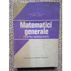 MATEMATICI GENERALE PENTRU SUBINGINERI - Filimon