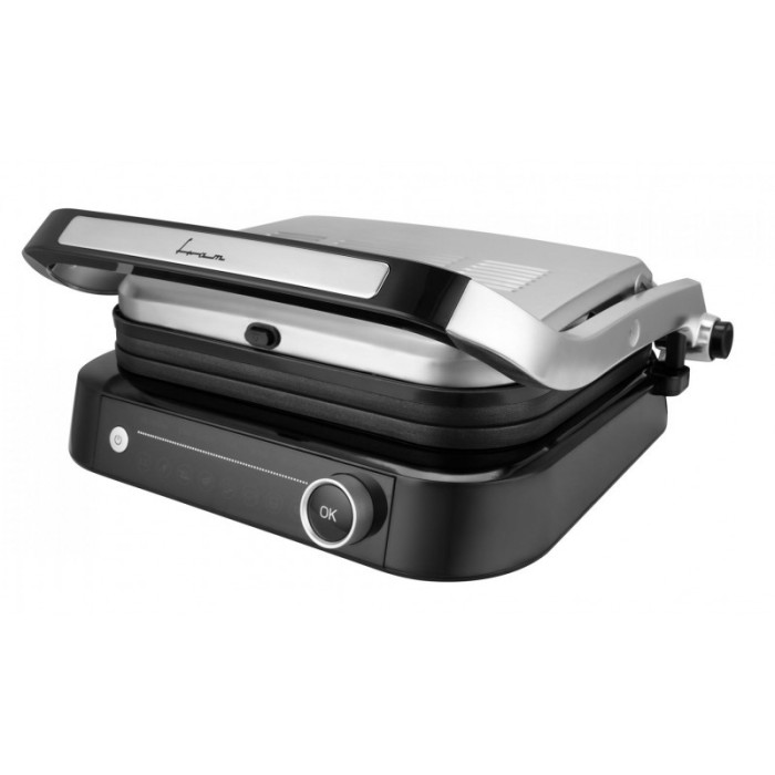 Gratar electric Fram, 2100 W, 7 programe presetate, display LED, temperatura reglabila, placi detasabile, invelis antiaderent, Argintiu