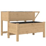 Outsunny Jardinieră &Icirc;nălțată pe 2 Niveluri cu Rafturi Laterale și Inferior, Fabricată din Lemn de Brad cu Căptușeală și Orificii de Drenare, pentru Fl