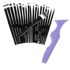 Set Profesional de Machiaj cu 20 de Pensule Antialergice si Sablon Multifunctional 5-in-1 Eyeliner din Silicon in Nuanta Mov